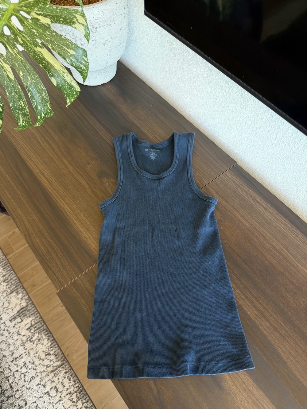 ST. George Navy Ribbed Tank Top - Picture 2 of 3